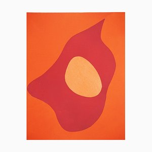 Jean Arp, Profile on Orange Background, Lithograph and Stencil-KHH-2023116