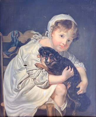 Jean-Baptiste Greuze, Little Girl and Her Dog, Oil on Canvas, 19th Century-NEV-2028811