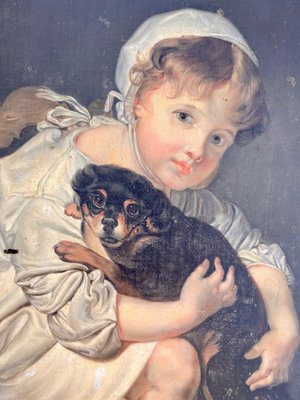 Jean-Baptiste Greuze, Little Girl and Her Dog, Oil on Canvas, 19th Century-NEV-2028811