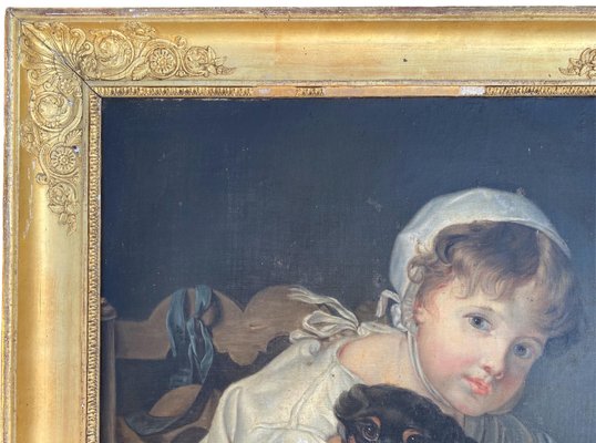 Jean-Baptiste Greuze, Little Girl and Her Dog, Oil on Canvas, 19th Century-NEV-2028811