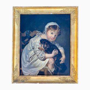 Jean-Baptiste Greuze, Little Girl and Her Dog, Oil on Canvas, 19th Century-NEV-2028811