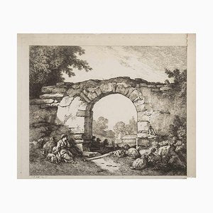 Jean Baptiste Huet, Landscape with Ruins, Original Etching, 19th-Century-ZCI-1362723