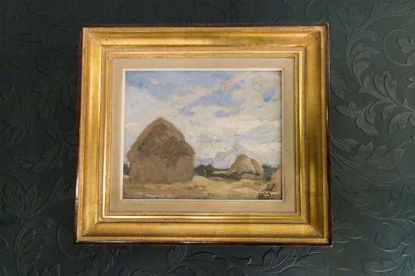 Jean-Baptiste Scoriel, Hay Meadow Scene, 1930, Oil on Cardboard, Framed-KEG-1086629