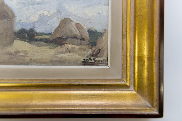 Jean-Baptiste Scoriel, Hay Meadow Scene, 1930, Oil on Cardboard, Framed-KEG-1086629