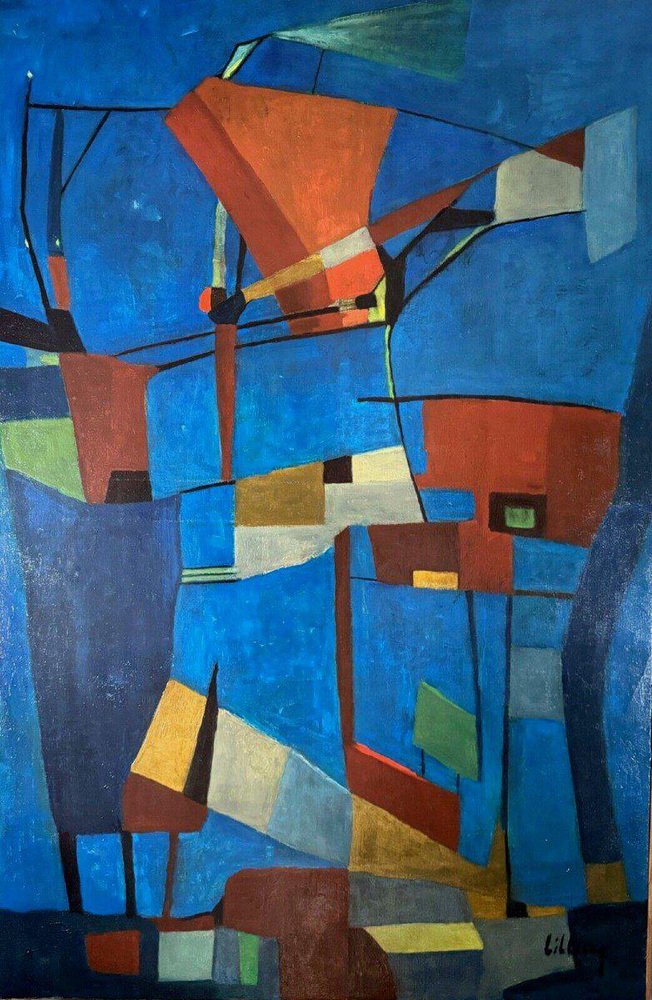 Jean Billecocq, Geometric Abstract Composition, 20th Century, Oil on Canvas