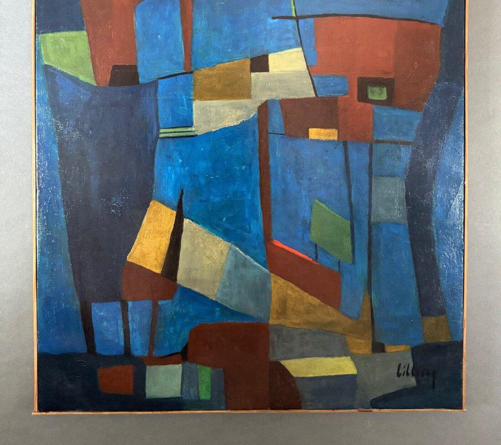 Jean Billecocq, Geometric Abstract Composition, 20th Century, Oil on Canvas