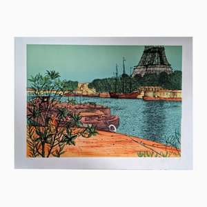 Jean Carzou, Seine et Tour Eiffel, Lithograph, 1994-NRC-1789875