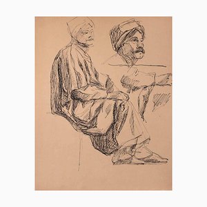 Jean Chapin, Arab Man With Hat, Original Drawing, 1930s-ZCI-1317265