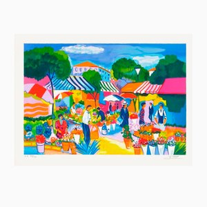 Jean Claude Picot, French Riviera: Nice, marché aux fleurs, Lithograph-FMZ-1135664