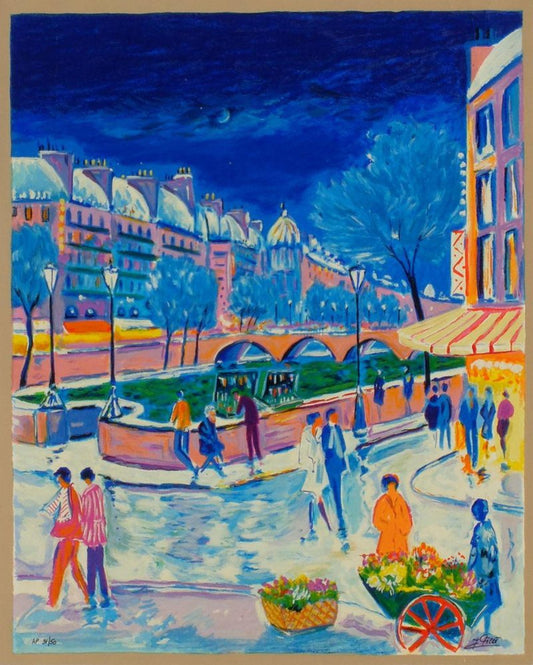 Jean Claude Picot, Paris: Neige sur les quais, 1998, Screenprint