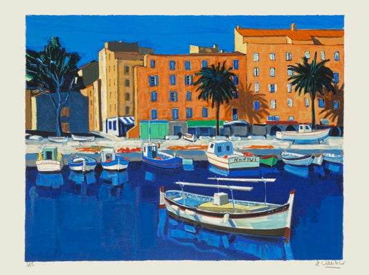 Jean Claude Quilici, En Méditerranée: Le port d'Ajaccio, 1995, Lithograph on BFK Rives Paper