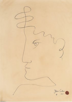 Jean Cocteau, Portrait, 1961, Ink on Paper-QFT-1249036