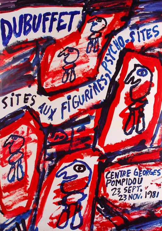 Jean Dubuffet, Sites Aux Figurines, Psycho-Sites, 1980s, Exhibition Poster