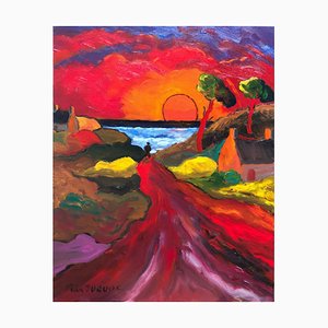 Jean Duquoc, Soir d’Octobre, Soleil Rouge, 2022, Acrylic on Canvas-CHG-2030981