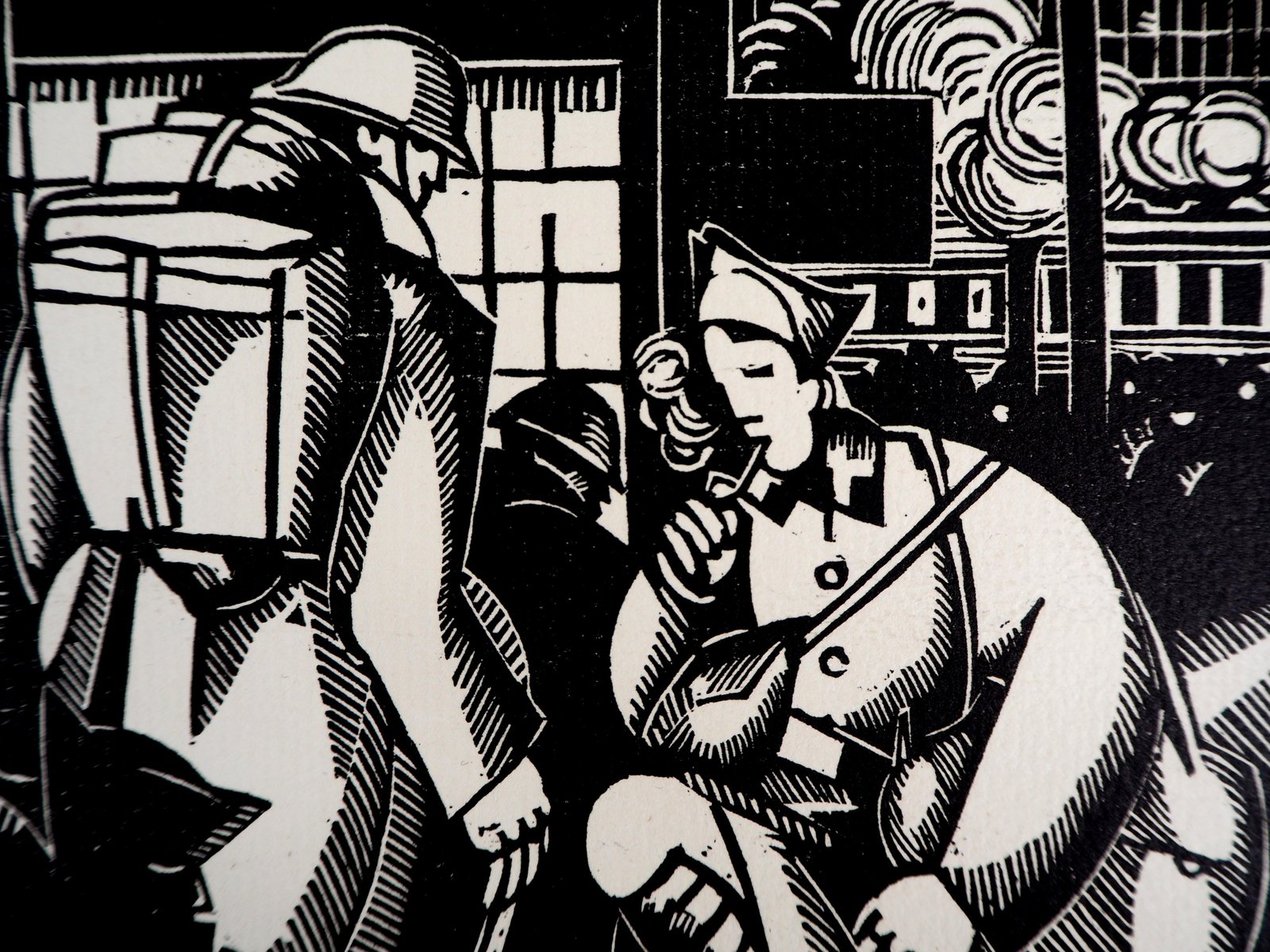 Jean-Emile Laboureur, The Soldiers at the Station, Woodcut