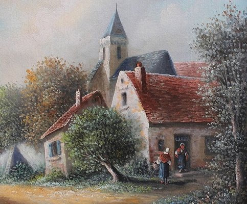 Jean Emile Vallet, Countryside Village, 19th-Century, Oil on Canvas, Framed-RVK-1085054