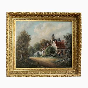 Jean Emile Vallet, Countryside Village, 19th-Century, Oil on Canvas, Framed-RVK-1085054