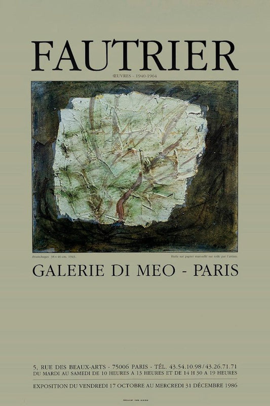 Jean Fautrier, Galerie Di Meo Exhibition Poster, 1986, Print