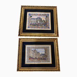 Jean Gradassi, Landscapes, 1970s, Paint on Porcelain, Framed, Set of 2-TCS-1427949