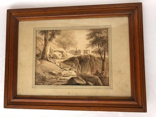 Jean Jacques Champin, Character Scene & Landscape, 19th-Century, Ink on Paper-QKG-1330070