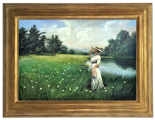 Jean Louis Richard, Walk to the Lake, 2002, Oil on Canvas, Framed-YUW-1317064