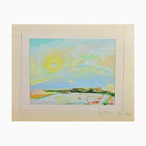 Jean Peltier, Landscape, Original Watercolor, Mid 20th Century-ZCI-1403462