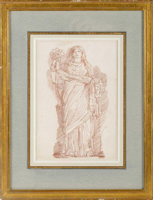 Jean Robert Ango, Figurative Scene, 1700s, Sanguine on Paper, Framed