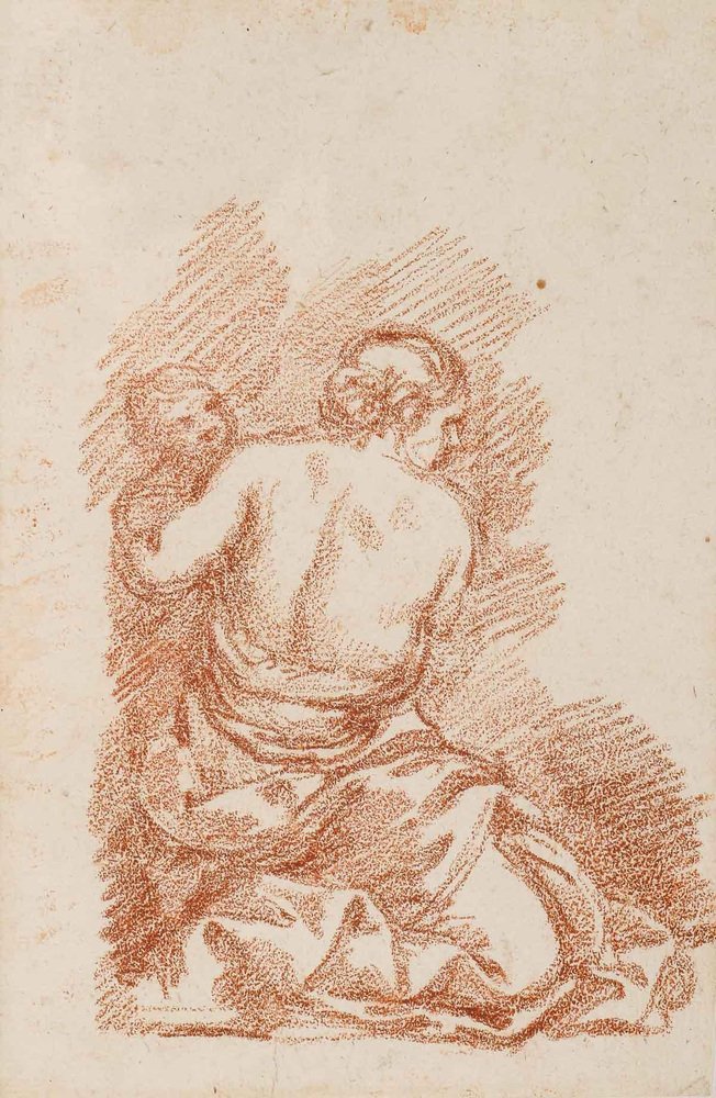 Jean Robert Ango, Figurative Scene, 1700s, Sanguine on Paper, Framed