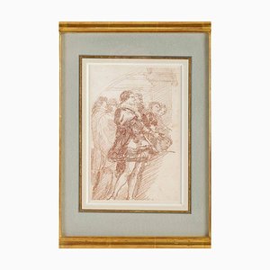 Jean Robert Ango, Figurative Scene, 1700s, Sanguine on Paper, Framed-WFS-1817085