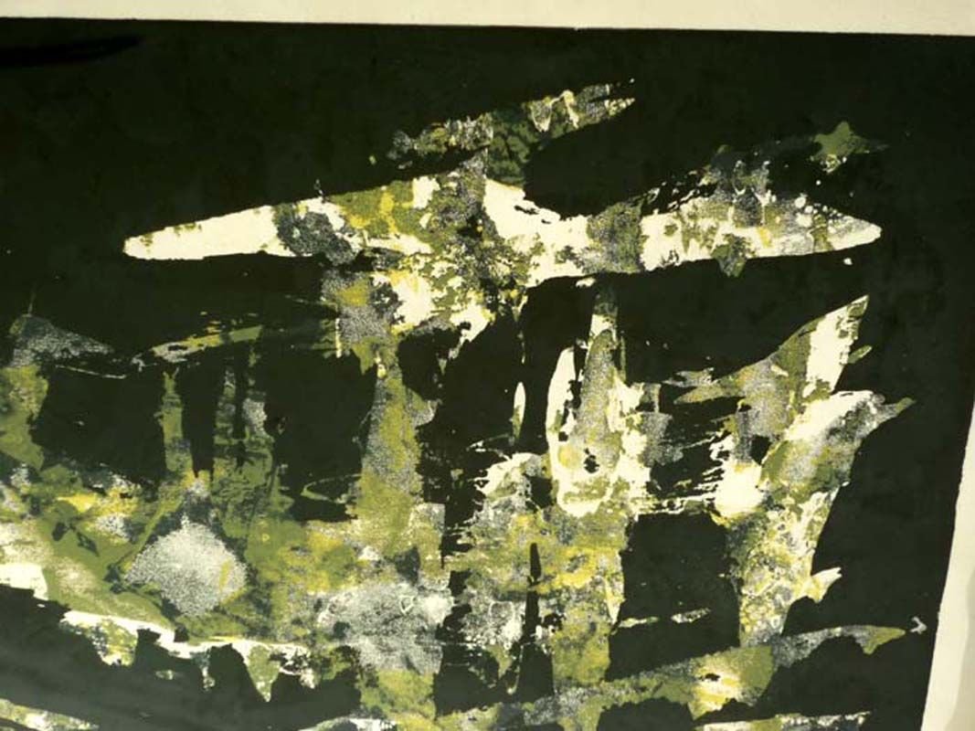 Jean Thayan, Screen Printing, Abstract Art, 1950s, Mid-Century Modern