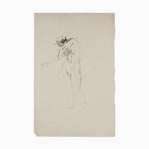 Jeanne Daour, Nude, China Ink and Watercolor, Mid-20th Century-ZCI-852357