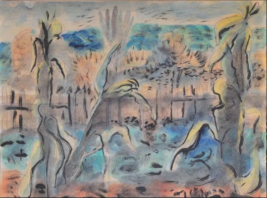 Jenő Gadányi, Landscape, 1950s, Artwork on Paper-QOR-2023585