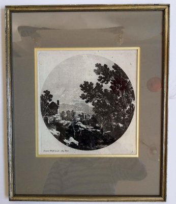 Jeremias Wolff, Landscape in the Tondo, Graphics, Germany, 18th-Century, Framed-FSD-1098087