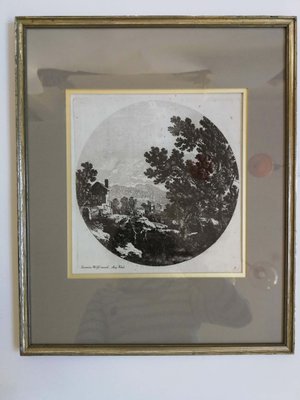 Jeremias Wolff, Landscape in the Tondo, Graphics, Germany, 18th-Century, Framed-FSD-1098087