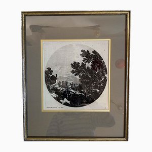 Jeremias Wolff, Landscape in the Tondo, Graphics, Germany, 18th-Century, Framed-FSD-1098087