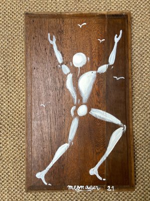 Jérôme Mesnager, Homme en blanc, 2021, Gouache on Wood Panel-ICD-1080763