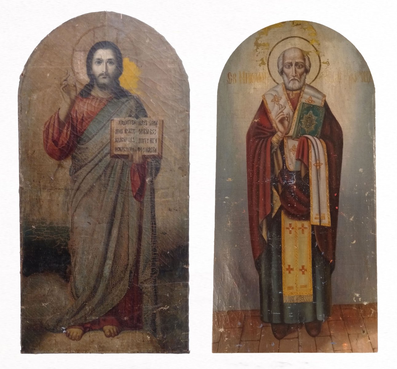 Jesus Christ and St. Peter, Oil on Canvas, Set of 2