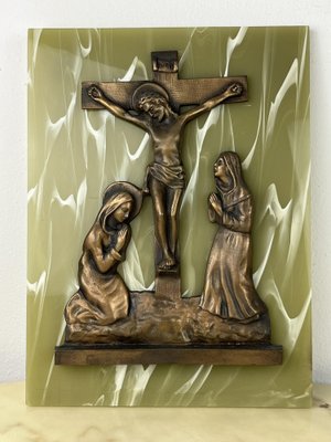 Jesus on the Cross in Bronze on Acrylic Glass, Italy, 1970s-YST-1732244