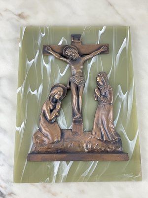 Jesus on the Cross in Bronze on Acrylic Glass, Italy, 1970s-YST-1732244