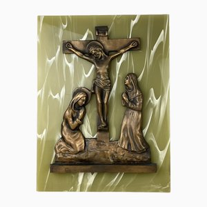 Jesus on the Cross in Bronze on Acrylic Glass, Italy, 1970s-YST-1732244