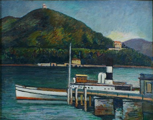 Jetty on the Lake Iseo - Original Oil on Board by P. Marussig - 1928/30 1928/30-ZCI-756520