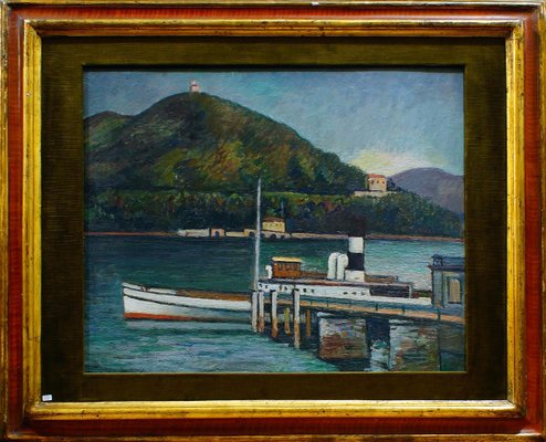 Jetty on the Lake Iseo - Original Oil on Board by P. Marussig - 1928/30 1928/30-ZCI-756520