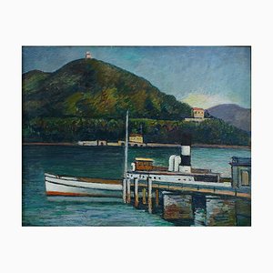 Jetty on the Lake Iseo - Original Oil on Board by P. Marussig - 1928/30 1928/30-ZCI-756520