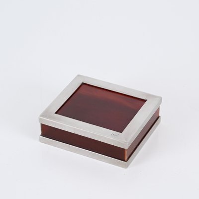 Jewel Box in Tortoiseshell Acrylic Glass and Chrome in the style of Dior, Italy, 1970s-JDR-1743399