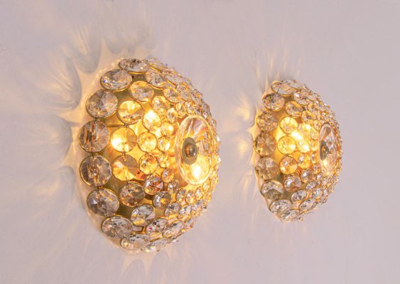 Jewel Crystal & Brass Wall Sconces from Palwa, Germany, 1960, Set of 2-DEK-1178909