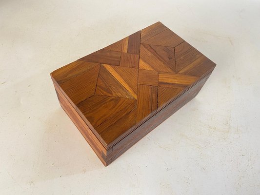 Jewelry Box in Wood with Geometrical Inlays, France, 1970s-UR-1723411