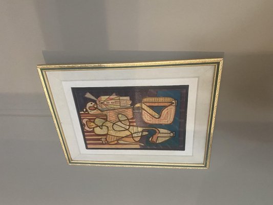 JF Fabre, Composition, 1970s, Small Painting, Framed-TEP-1720323