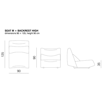 ABSENT - Modular fabric sofa (Module - Seat M + Backrest High / Upholstery Material - Category 600 | Uniform Melange)