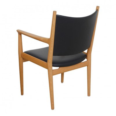 Jh 713 Armchair in Black Leather and Oak Frame by Hans J Wegner-MTD-1400445