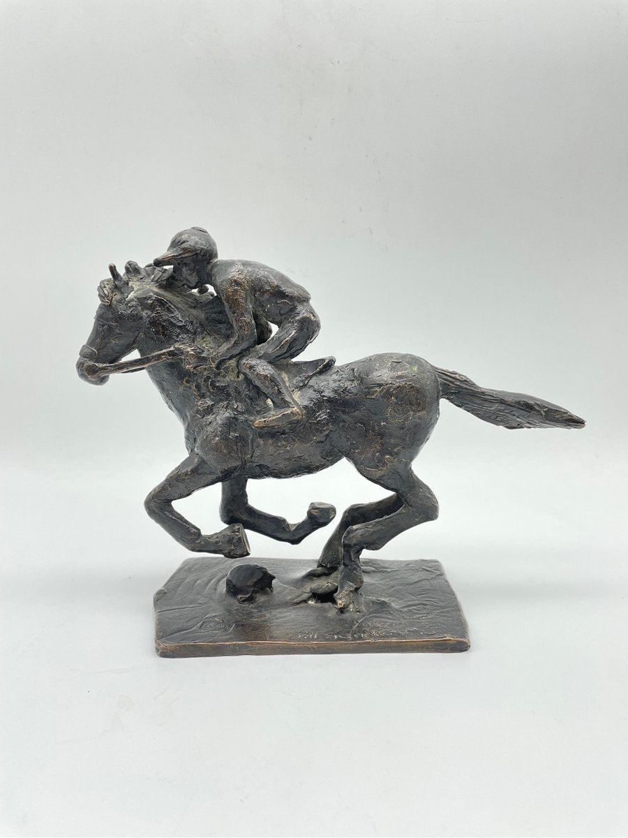 Jill Sanders, Jockey on Horse, 20th Century, Bronze